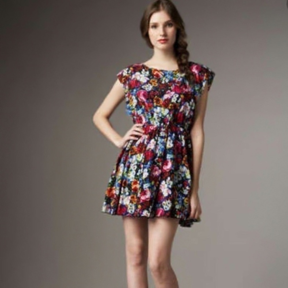 Alice+Olivia Matilda Bouquet Floral Silk dress